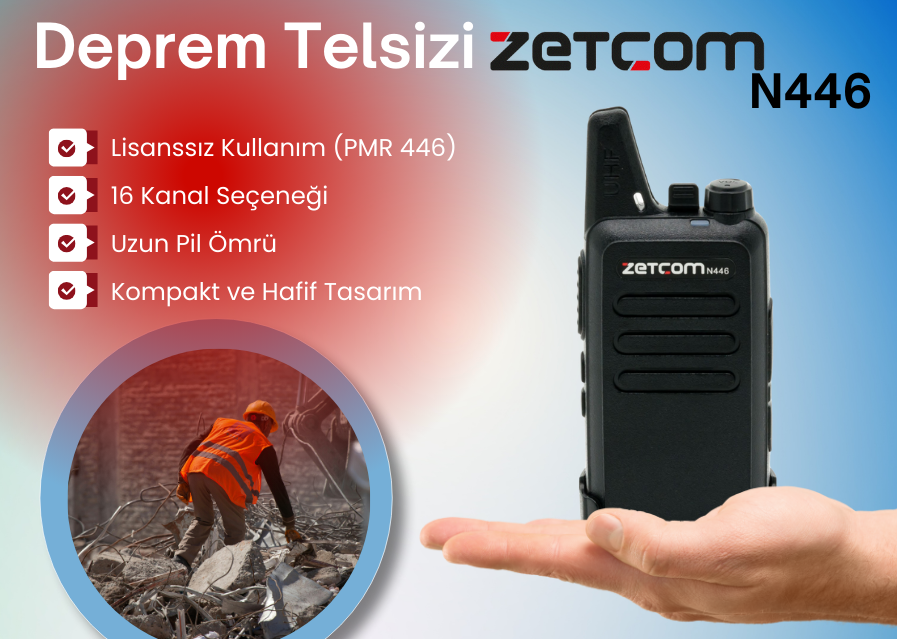 Deprem Telsizi Zetcom N446 2li PAKET